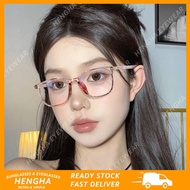 (HENGHA) Korean Fashion Fresh Pink Frame Eyeglasses for Women Classic Fashion Oval Square Frame Eyeg