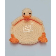 (欢迎订购)~Gloria丽璇手作~100%手工毛线钩针编织小黄鸭杯垫。=100%Handmade crochet coasters.