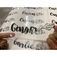 Waterproof Transparent Kitchen Sticker. Custom Kitchen label. Fancy font sticker.