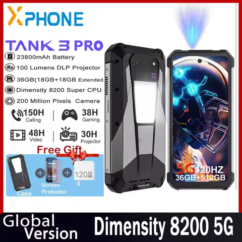 Unihertz Tank 3 Pro 8849 Rugged Phones 5G with 100 Lumens Projector 32/36GB 512GB 23800mAh Waterproo