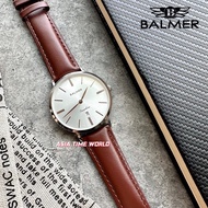 [Original] Balmer 1001G SS-18 Sapphire Men's Watch with Silver Dial Brown Genuine Leather | Official Warranty