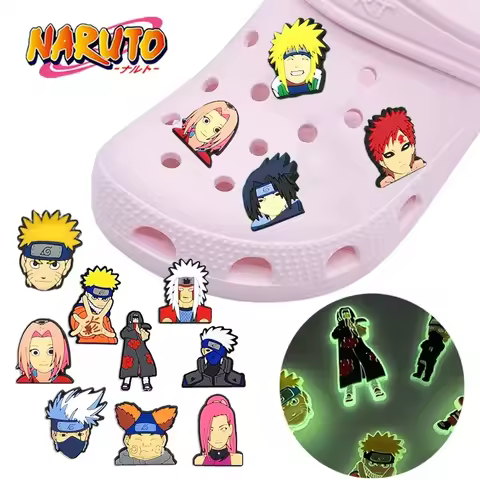 Naruto Clogs Accessories Buckle Garden Shoes Anime Characters Slippers Buckle Sasuke Sakura Shikamar