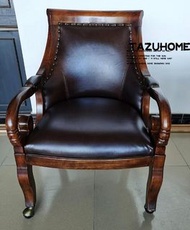 美式做舊復古經典真皮實木法官椅,律師椅,單人椅.扶手椅.書椅. 呎吋:61X68X98CM