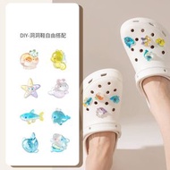 洞洞鞋可拆配飾 水晶鑽石涼鞋裝飾 DIY裝飾品鞋扣 Crocs拖鞋適用鞋扣 - 海洋生物[平行進口]