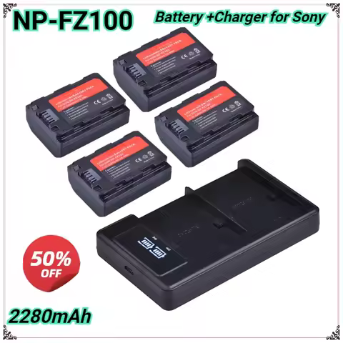 2280mAh NP-FZ100 FZ100 Battery+USB Dual Charger for Sony ZV-E1 Alpha A7III A7R III A9 A6600 A7 IV A7