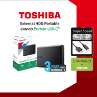 Toshiba External HDD (1/2/4TB) รุ่น (Canvio Partner Type C) For Mac PC IPad Pro,Tablets USB 3.2 ฮาร์