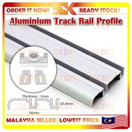 🇲🇾(PACKING 2Pcs Or 3Pcs)ALUMINIUM Track Rail Profile Cabinet Carcass Wardrobe Sliding Door Track And Sliding Door Roller