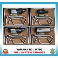 Full Exhaust System for Yamaha R3/MT03, Motorcycle Exhaust Muffler Cannister for R3 / MT03 Full Set