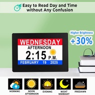 Véfaîî 2025 New, Digital Clock with Day Date 1280 * 800P HD, 19 Alarms Custom Reminders, 10 Levels A