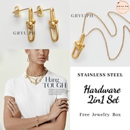 Gryu.ph Stainless Steel U-Link 2in1 Earrings & Necklace Hypo-allergenic Women's Jewelry Accessories