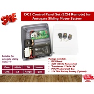 Autogate Control Panel Set - DC3 Sliding Motor Board + 2 Channel Remote Set for Sliding Gate (With / Without Battery)