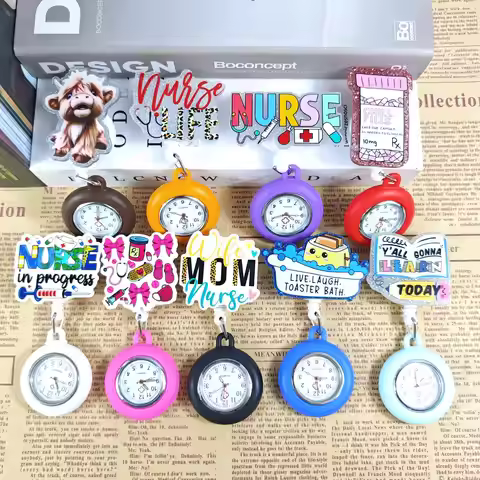 Resin Letter Pendant Watch Nurse Doctor Badge Roll-up Hospital Medical FOB Pendant Clock