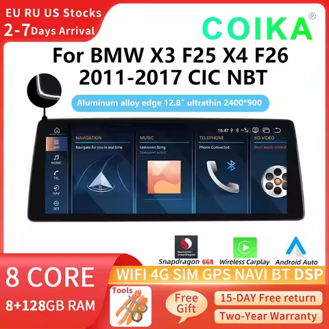 COIKA 12.8 Android Car Carplay Stereo For BWM X3 F25 X4 F26 2011-2017 BT Navigation HD 2400*900 WIFI