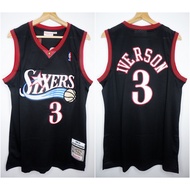 NBA CLASSIC HWC SIXERS 3 ALLEN IVERSON BLACK MITCHELL&NESS BASKETBALL JERSEY