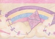 CONCORD WALLCOVERINGS ™ Wallpaper Border Kids Pattern Rainbow Kites in The Clouds for Children Bedro