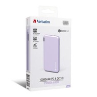 威寶 - Verbatim 10000mAh PD &amp; QC 3.0 (66441)雙快充 流動充電器 紫色 行動充電器 行動電源 尿袋 香港行貨