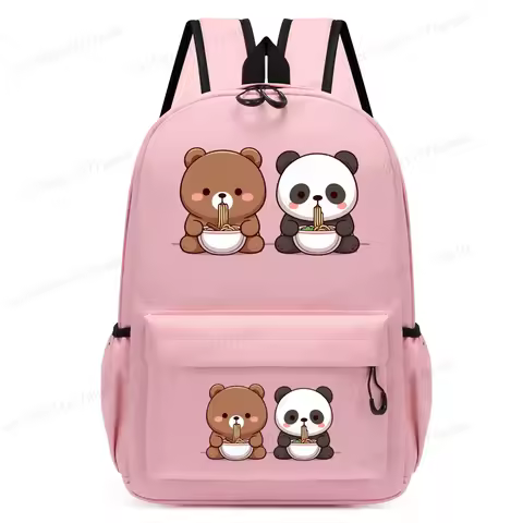 Kids Cute Panda Print Backpack Cartoon Kindergarten Schoolbag Breathable Lightweight Children Travel