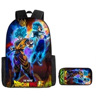 2 Pieces/Set Kids School Bag + Pencil Bag Dragon Ball Super 3D Cartoon Backpack Beg Sekolah Lightwei