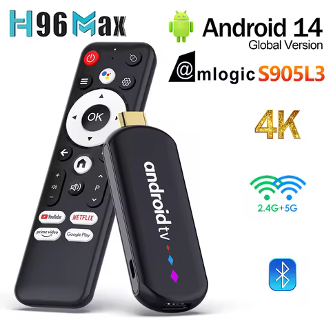 H96Max S905L3TS Smart TV Stick Amlogic S905L3 Android 14.0 4K 2.4G 5G Wifi Media Player Voice Assist