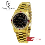 O.P (Olym Pianus) นาฬิกาข้อมือผู้ชาย SPORTMASTER สายสแตนเลส รุ่น 89322-616 (สีทอง / หน้าปัดดำ พลอยแดง)