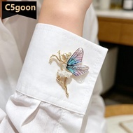 C5GOON Dancing Girl Angel Wings Rhinestone Brooch Fashion Pearl Metal Lapel Pin Clothing Accessories