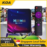 [Fully loaded with applications] New H96MAX V11Android 11.0 TV box RK3318 4GB/64GB supports dual WIFI 2.4G 5.8G BT4.0 USB3.0 3D HDR 4K smart streaming media player IPTV Android set-top box Singapore KOA