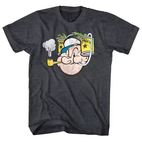 Popeye The Sailorman Spinach Helmet Men's T Shirt Casual Breathable Y2K Harajuku Men Clothing