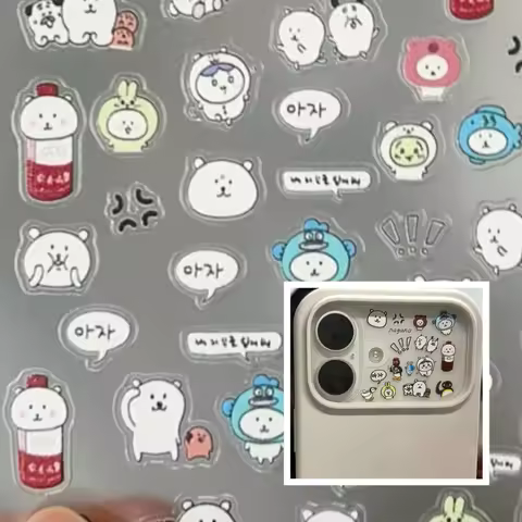INS Cute Joke Bear Stickers Korean Style Cute 3D Relief Decal Kawaii Penguin Stickers Mobile Phone C