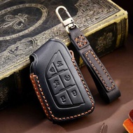 Leather Car Key Fob Cover Case for Cadillac Escalade CT4 CT4-V CT5 XTS CT6 C8 2021 2022 2023 2024 Ac