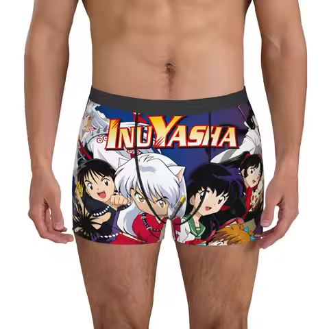 Inuyasha Miroku Sango Shippo Kirara Boxer Shorts For Men 3D Print Kagome Higurashi Underwear Panties