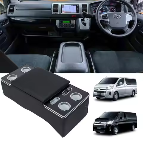 For Hi-Ace 200 Series Console Box LED Armrest Storage Box USB Type C Van HIACE 200 Super GL Car Stor