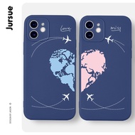 JURSUE Soft Silicone Couple Cute Shockproof Phone Case Cover Casing Compatible for iPhone 13 12 11 P