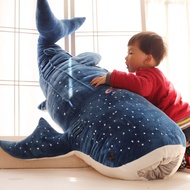 Offwhite 100ซม. สไตล์ใหม่สีฟ้าของเล่นตุ๊กตาฉลามปลาตัวใหญ่ตุ๊กตาปลาวาฬตุ๊กตาสัตว์ตุ๊กตาของขวัญวันเกิดสำหรับเด็ก COD