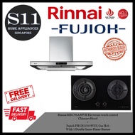 Rinnai RH-C91A-SSVR Electronic touch control  Chimney Hood + Fujioh FH-GS7020 SVGL Gas Hob With 1 Double Inner Flame Burner BUNDLE DEAL - FREE DELIVERY
