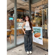 QC Women's Mushroom Straight Jeans with Dog Embroidery 94cm (809)