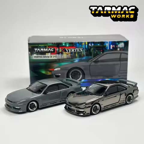 Tarmac Works 1:64 TW VERTEX Silvia S14 Grey Chase alloy car model