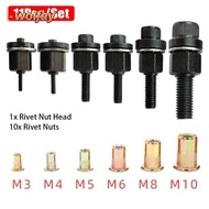 YOLANDA 11Pcs/Set Manual Riveter Tool, For Rivet Nut Torch Easy Installation Hand Rivet Nut,  Mandre