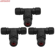 ARMARIO 3PCS Electrical Cable Connector, 3 Way 450V Waterproof Connector, Generic T Shape 32A Wire C