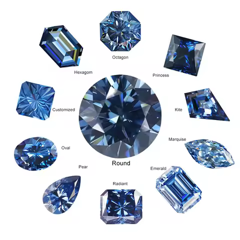 Blue Loose Moissanite 100% Real Lab Gemstone Stones For Women Jewelry Diamond Ring Material GRA Roun