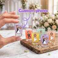 30/72/120pcs Custom Face Wedding Shot Glass Stickers,Custom Photo,Bride And Groom Face Shot Glasses 
