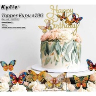 Latest 2-piece butterfly cake topper in gold embossed (2 types 975 pastel / 976 batik)