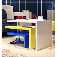 FOREVER 3-in-1 Swivel Coffee Table (White/Yellow/Blue)