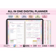 All-in-One Digital Planner 2026, 2027, 2028 Digital Planner, Digital Journal, Digital Goodnotes Temp