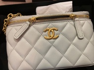23 Chanel vanity case  灰藍色香奈兒小盒子法琅珍珠錬