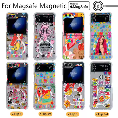 Fashion Karol G Manana Sera Bonito Magsafe Magnetic Phone Case for Samsung Galaxy Z Flip 3 4 Z Flip 