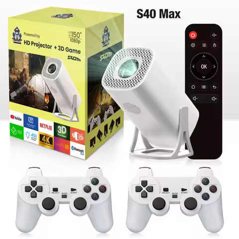 S40 MAX Portable 3D game Projector with Two Handle RK3326 1080p BT5.4 Supported 4K Smart Home Theate
