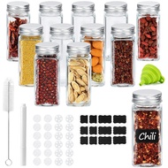 danglan-Spice Jars Set with Lids - 12 Spice Shakers - 120 Ml Square Glass Spice Container for Storin