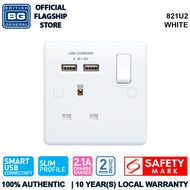 British General (821U2) Moulded13A Switched Single Socket with USB Charger, 13A, 1 gang SP, switched