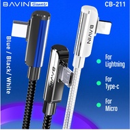 BAVIN CB211 2.4A Gaming Data Cable w/ 90 Degree Angle Plug for Micro/iOS/Type-C