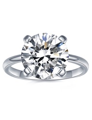 Solitaire Moissanite Engagement Ring, 1CT D Color VVS1 Clarity, 925 Sterling Silver with 18K White G